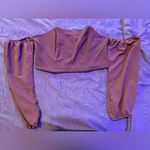 Brown corset crop top with sleeves